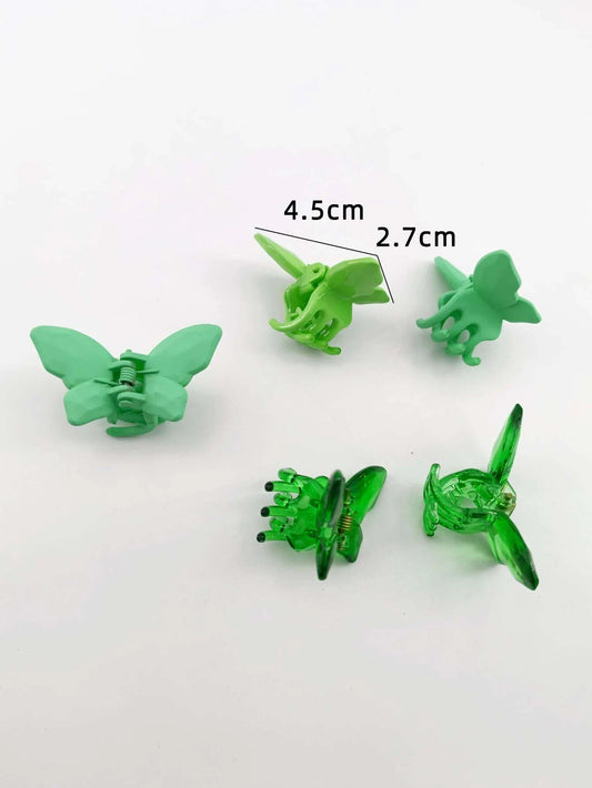 Tones of Green Butterfly Clips 6pk