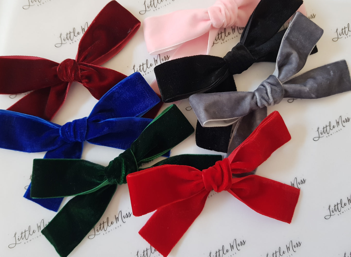 Velvet Ribbon Bows - Multiple Colours