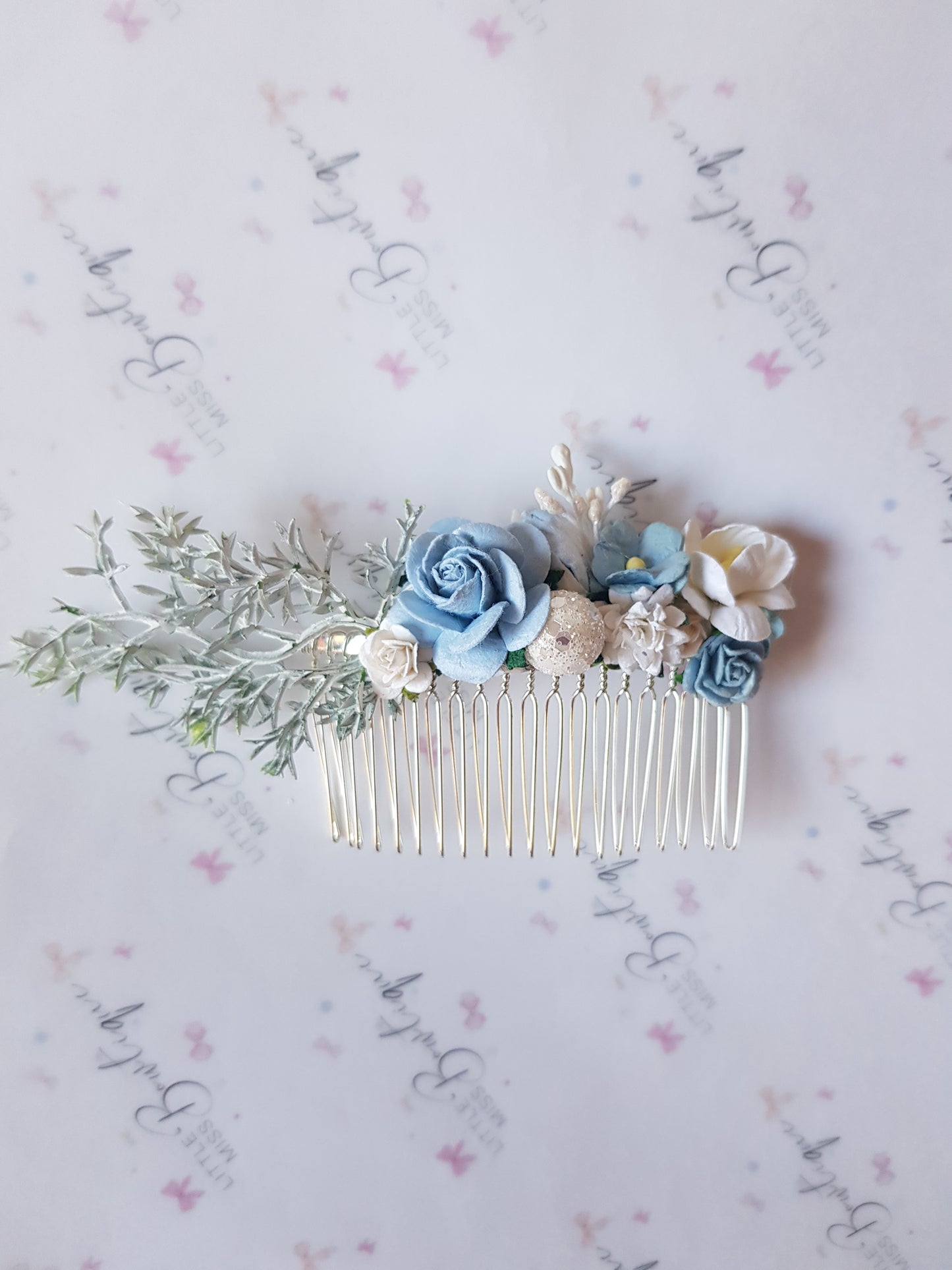 Baby Blue Floral Comb