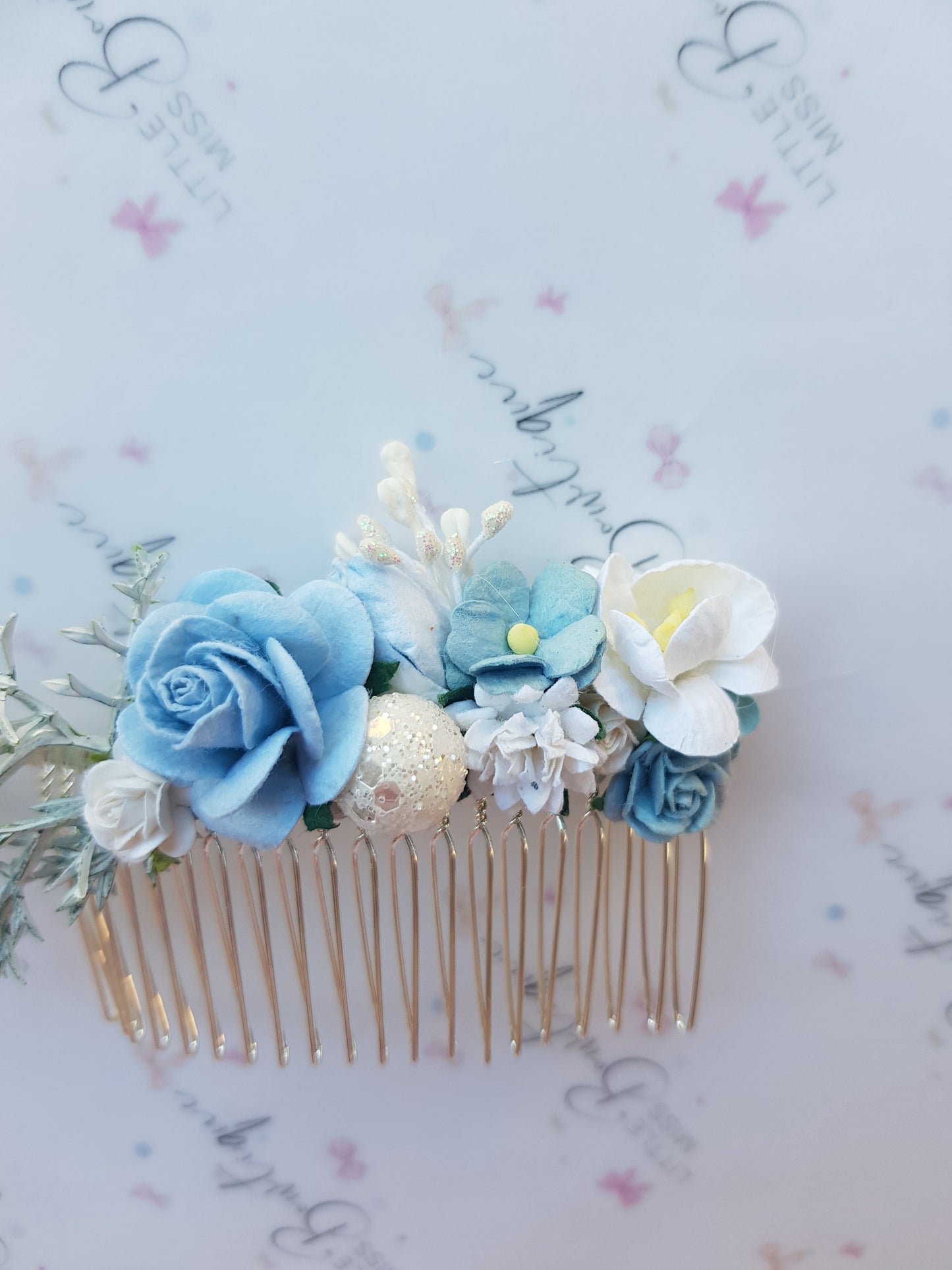 Baby Blue Floral Comb