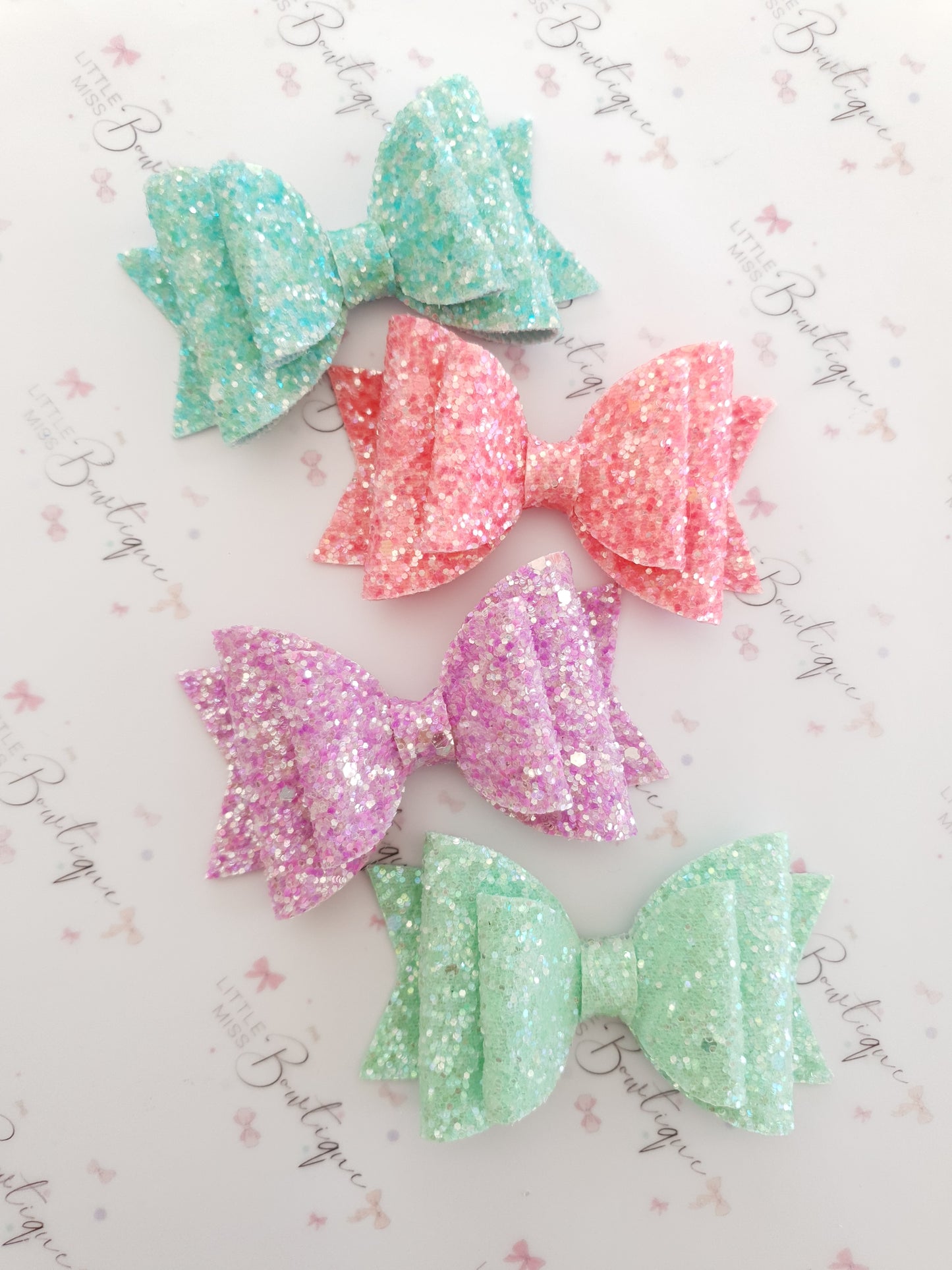 Frosted Glitter Double Bows