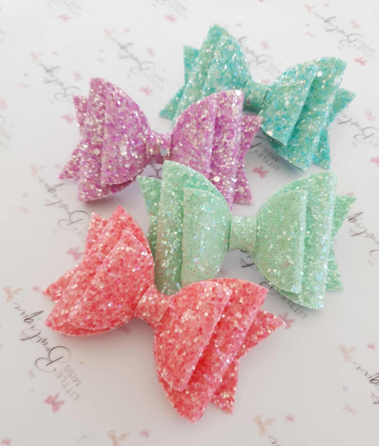 Frosted Glitter Double Bows