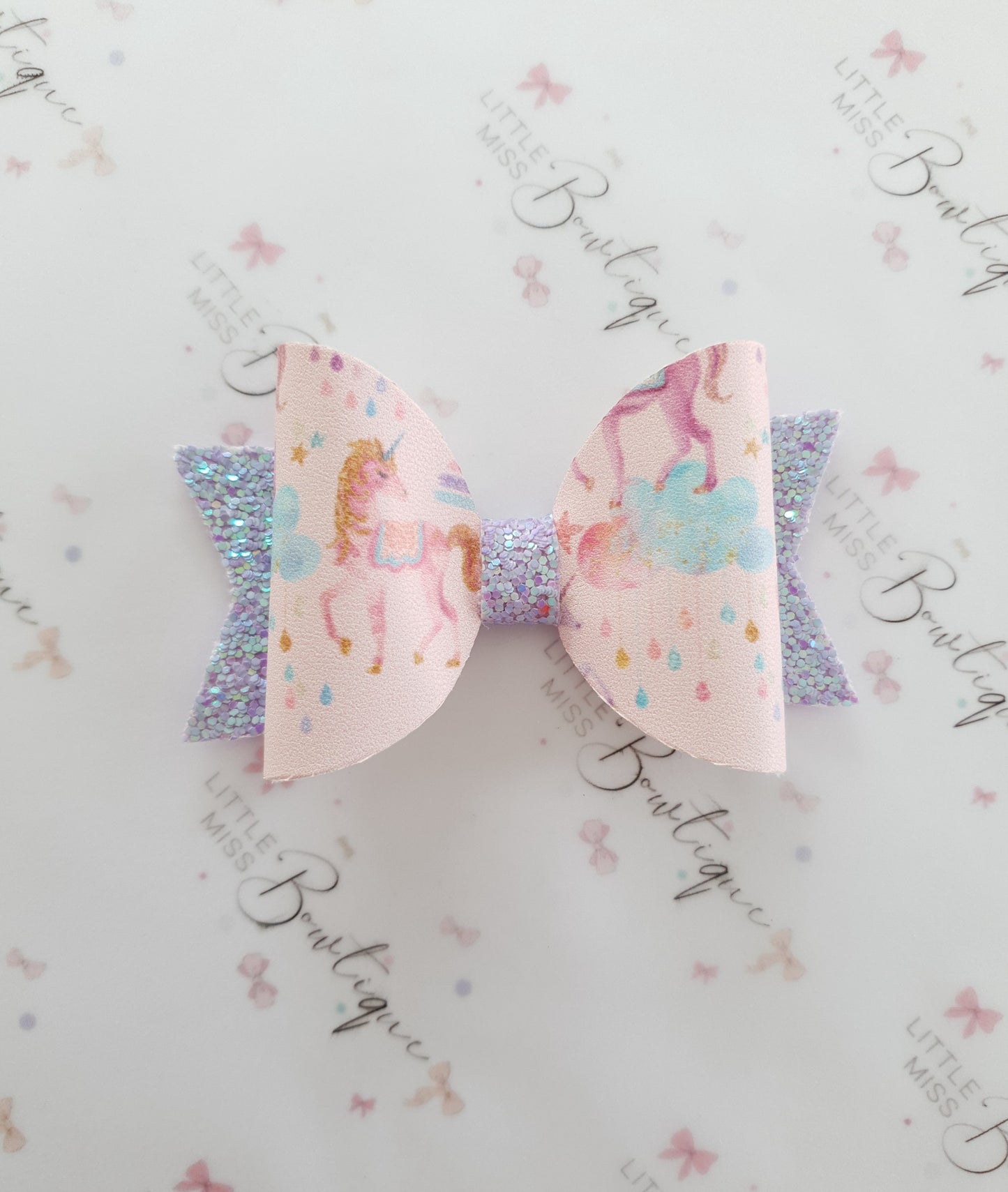 Pink Unicorn Bow Set