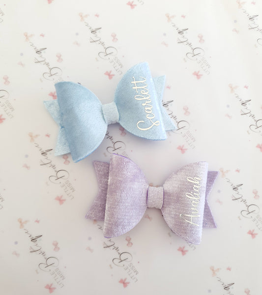 Purple/Blue Personalised Hair Bows