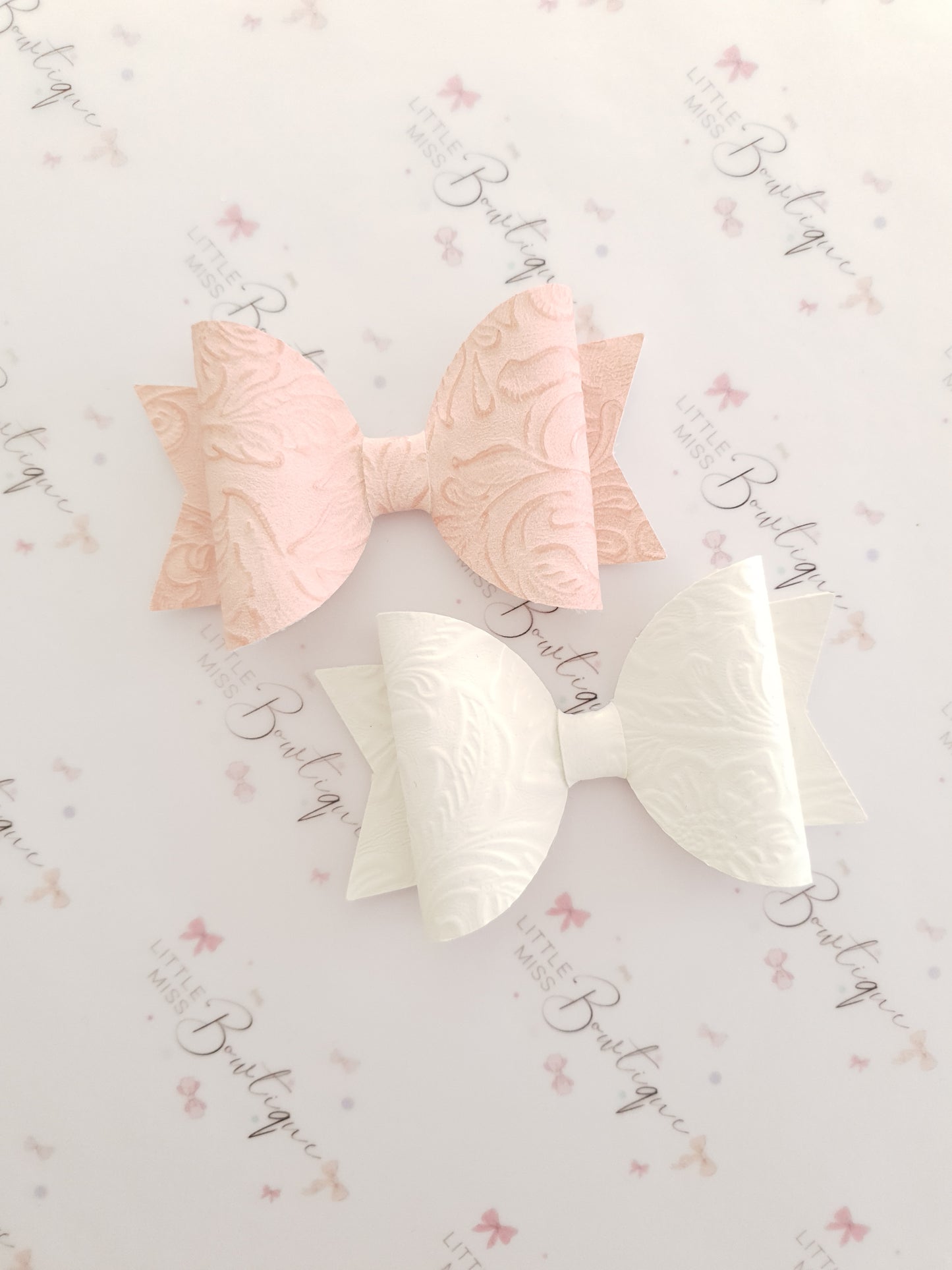 Vintage Embossed Faux Leather Bows (4 colours)