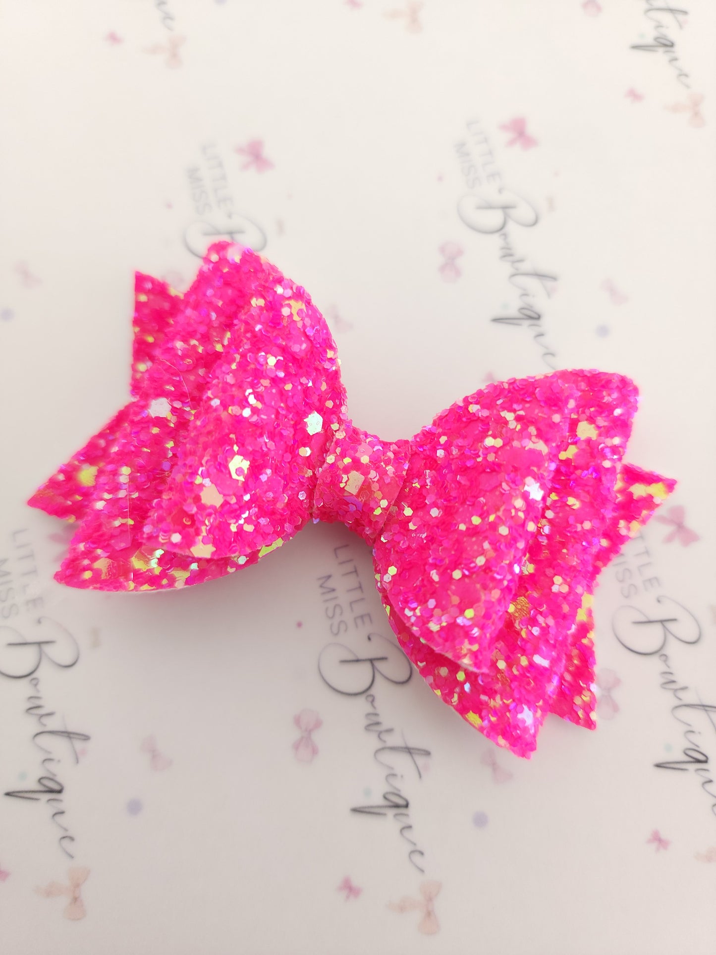 Bright Fluro Glitter Double Bows