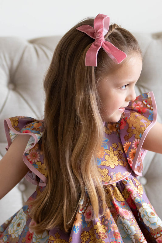 Tan and Dusty Pink Velvet ribbon bows