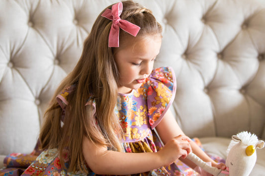 Tan and Dusty Pink Velvet ribbon bows