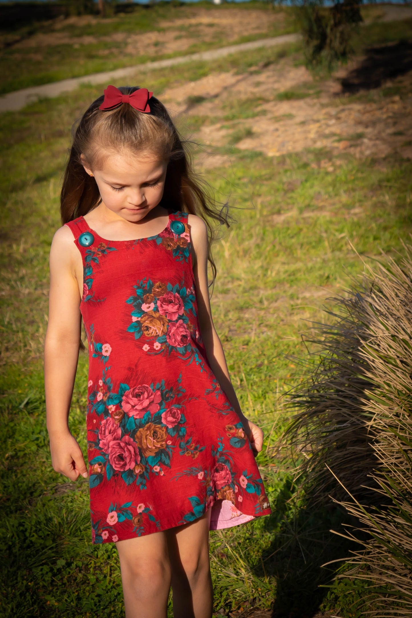 Deep Red Suede Ivy  Bow