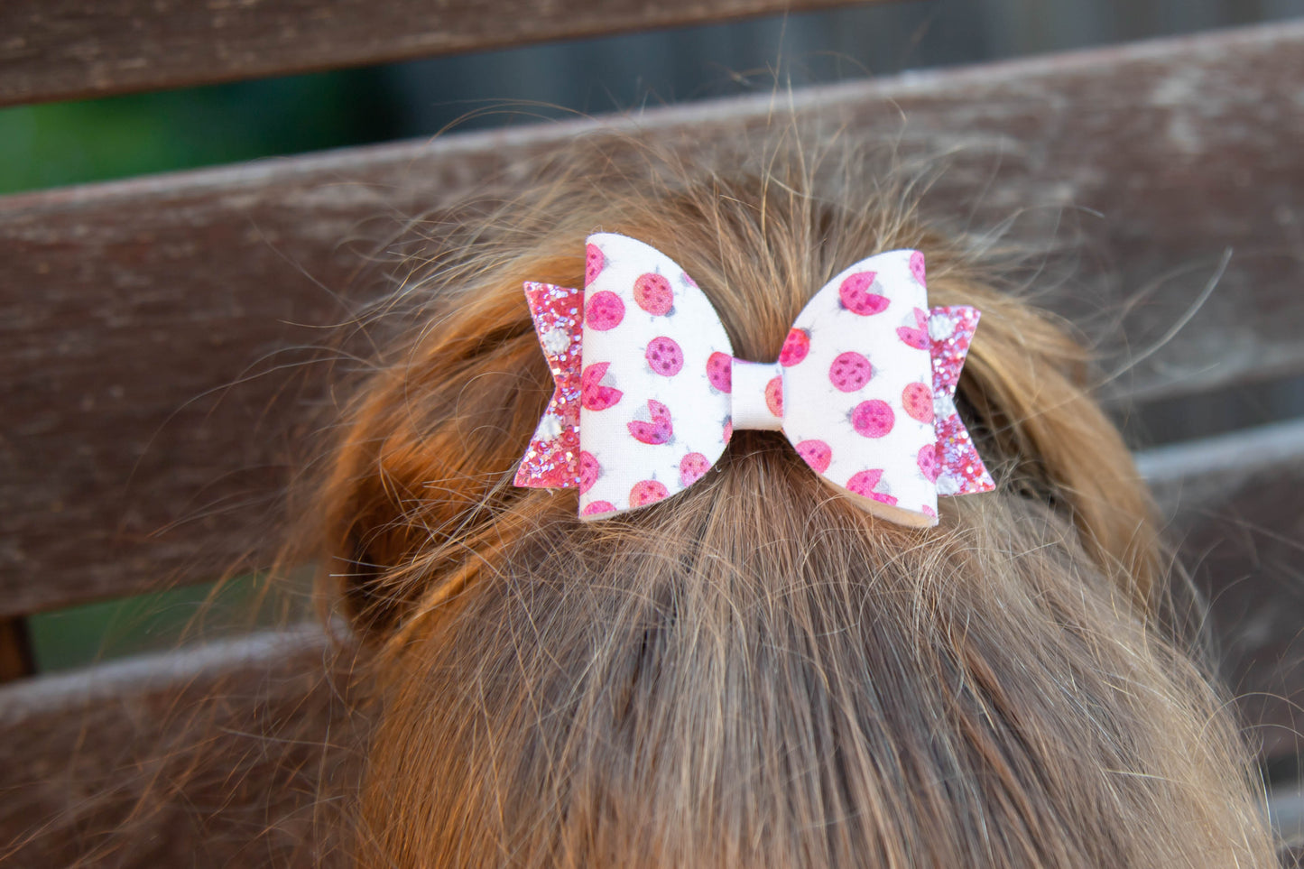 Pink Lady Bug Bow