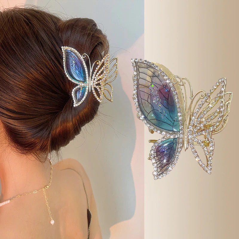 Rhinestone Butterfly Claw Clip