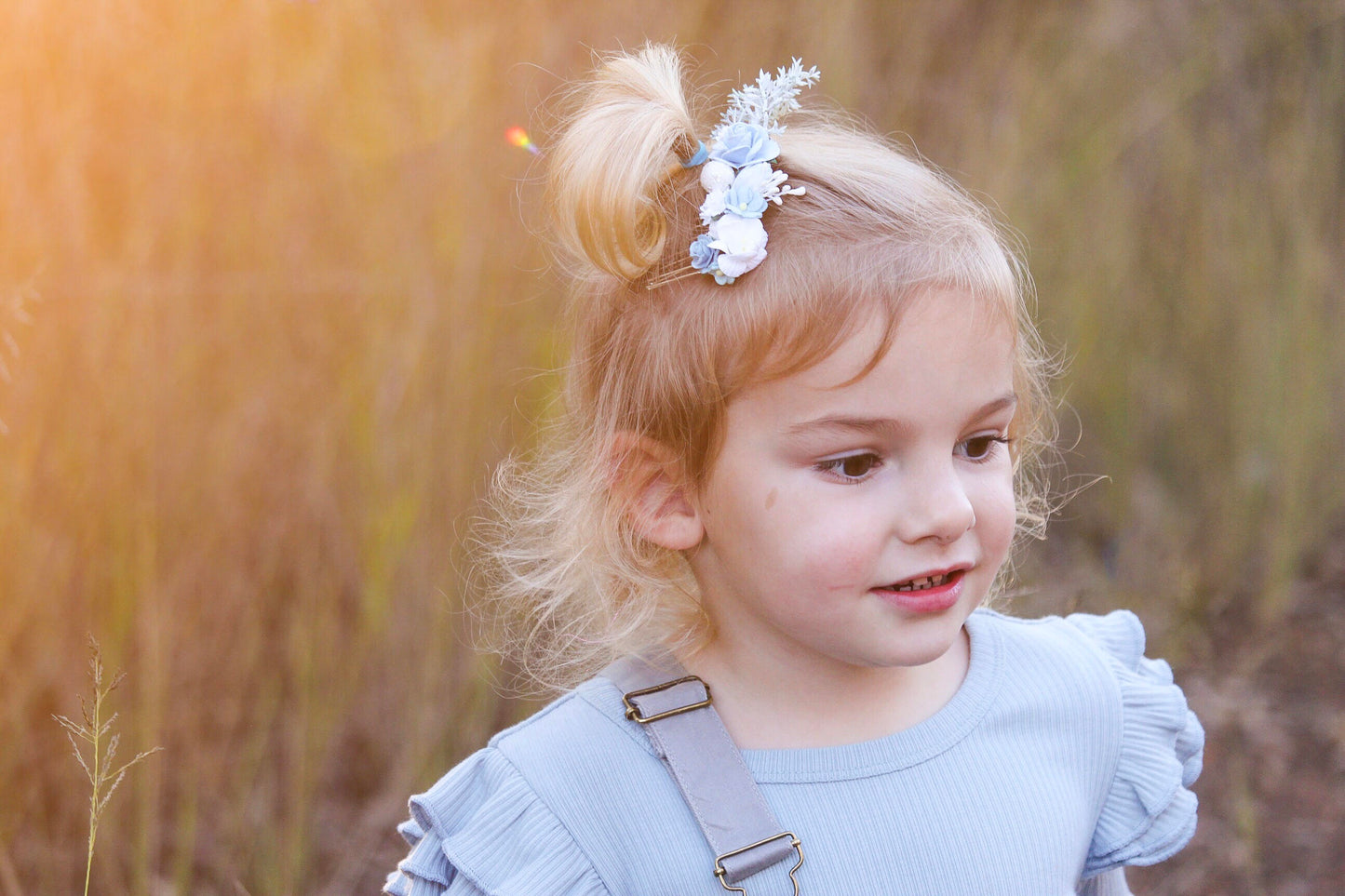 Baby Blue Floral Comb