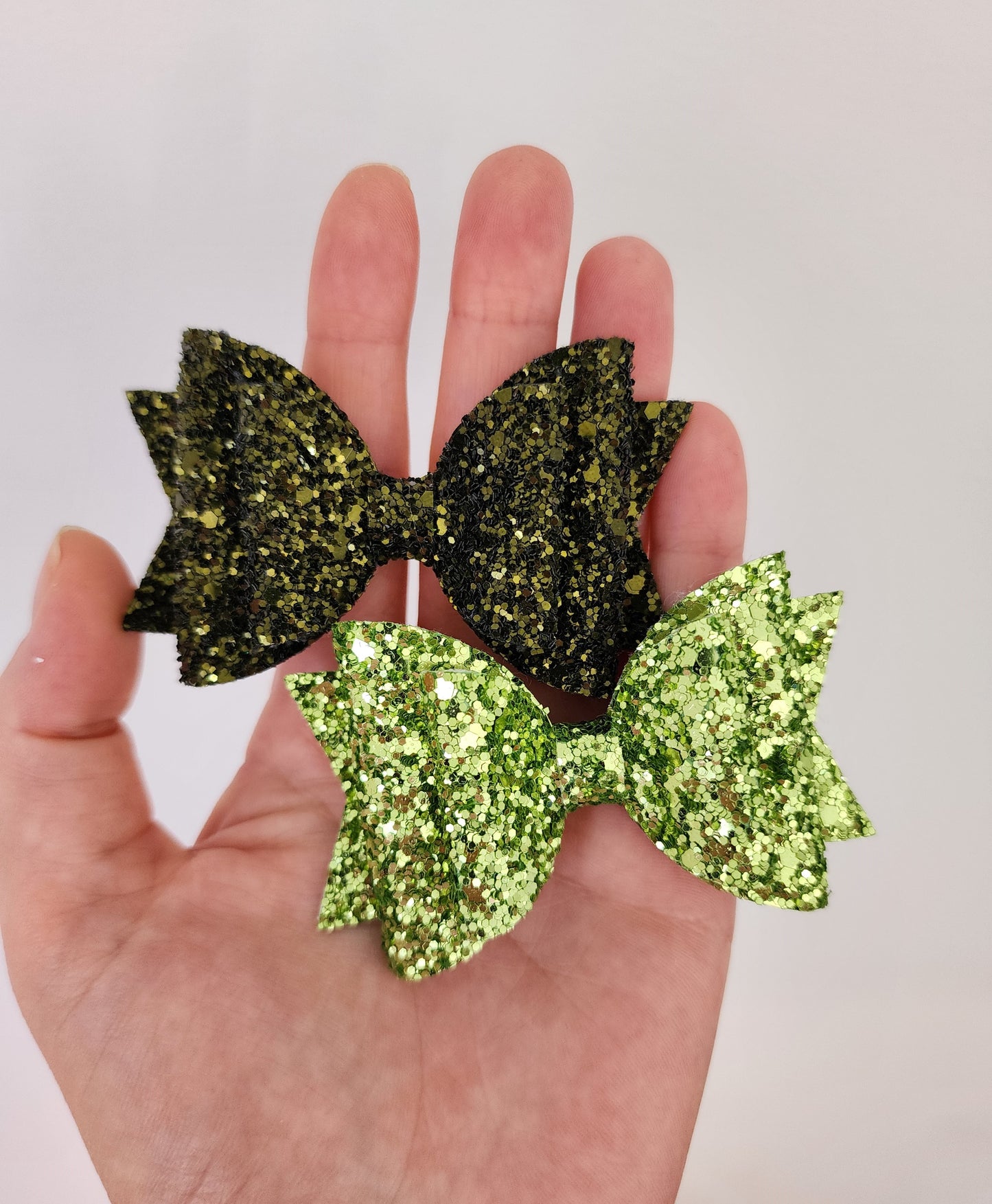 Shades of Purple/Green Double Glitter Bows