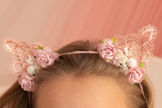 Pink Floral Cat Ears